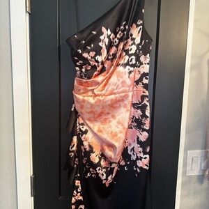 One-Shoulder Black and Pink Dress